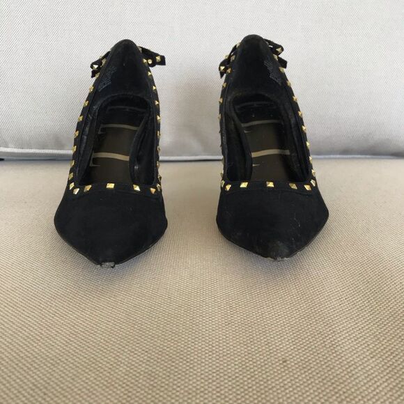 Elle Black and Gold Studded Heels - Picture 2 of 7